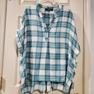 Blouse Short sleeve Casual Plaid Shirt eunic Top